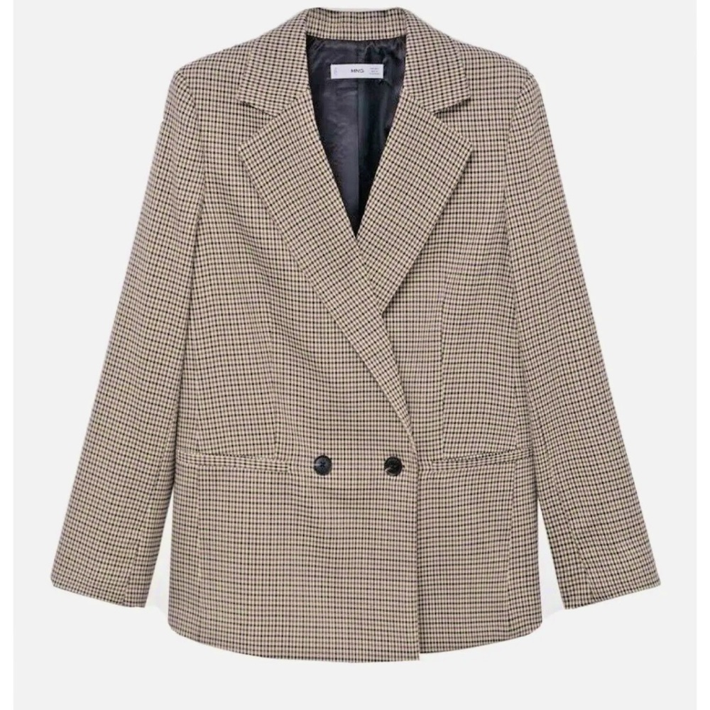 NWT! Mango Check wool Blazer Jacket  Boyfriend Oversized Houndstooth Bro…